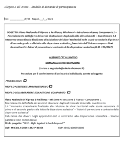 MODELLO DI PARTECIPAZIONE ATA